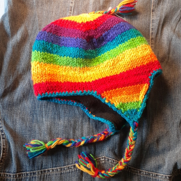 Nepalese Handmade Item Other - 👔3 for $25👔 Nepalese Rainbow Sherpa Hat 🌈